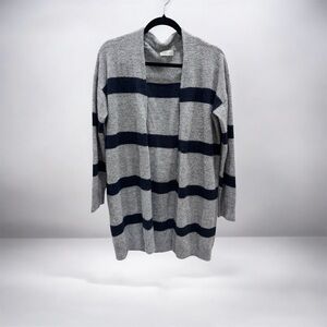 Gray and Navy Striped Women's Sweater